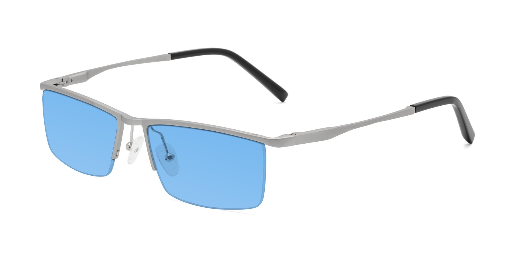 Angle of XL9005 in Silver with Medium Blue Tinted Lenses