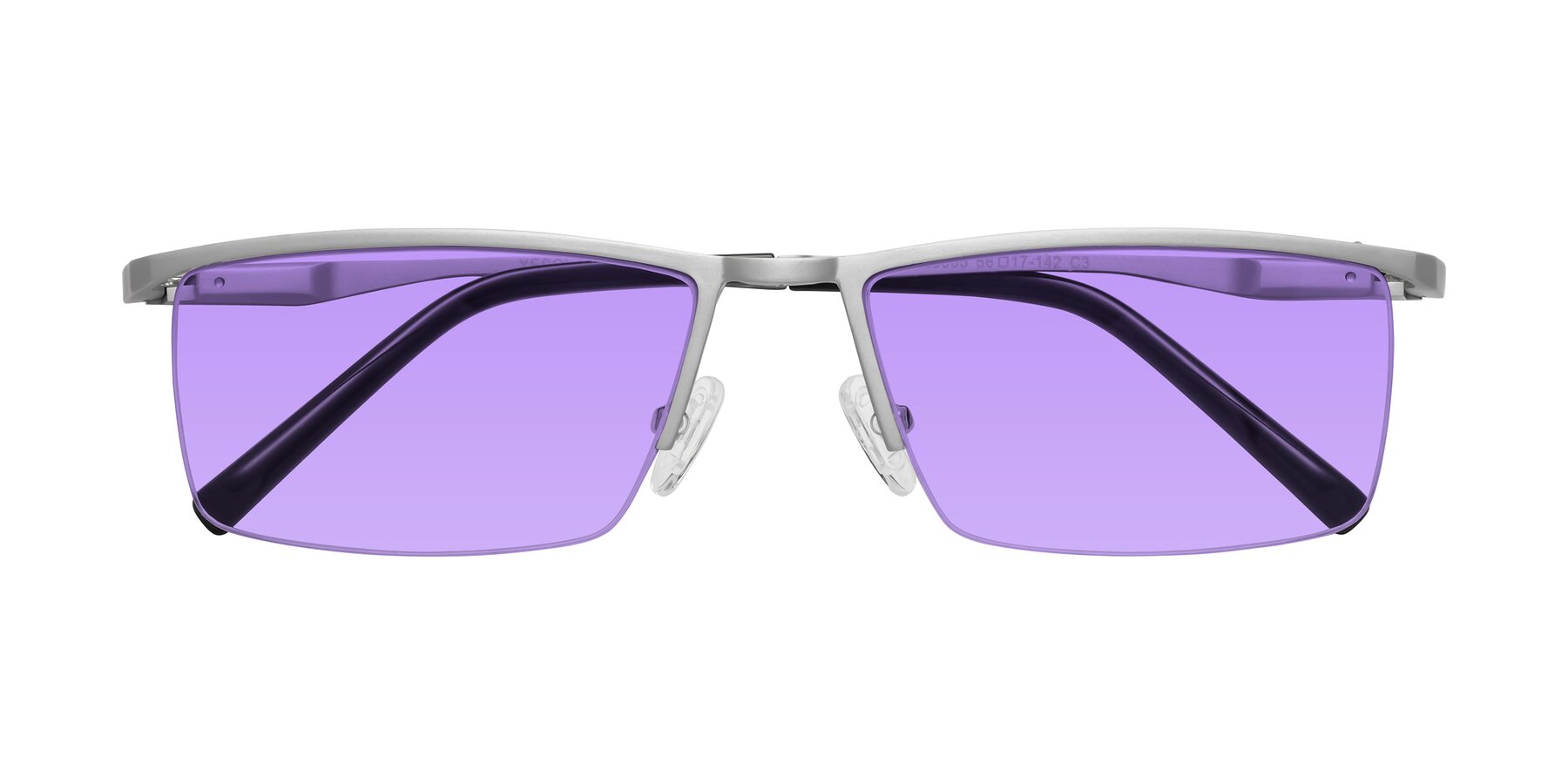Folded Front of XL9005 in Silver with Medium Purple Tinted Lenses
