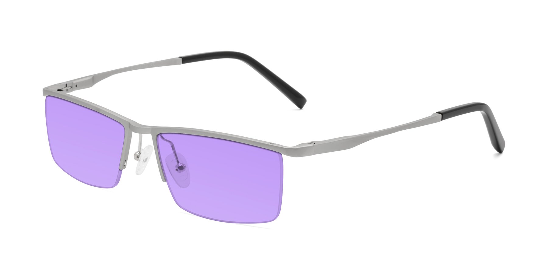 Angle of XL9005 in Silver with Medium Purple Tinted Lenses