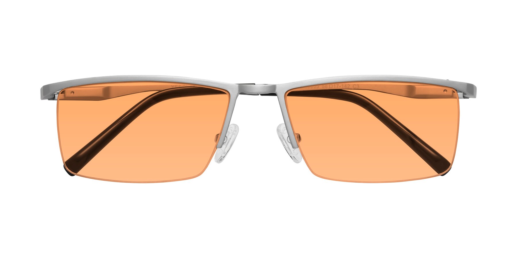 Folded Front of XL9005 in Silver with Medium Orange Tinted Lenses