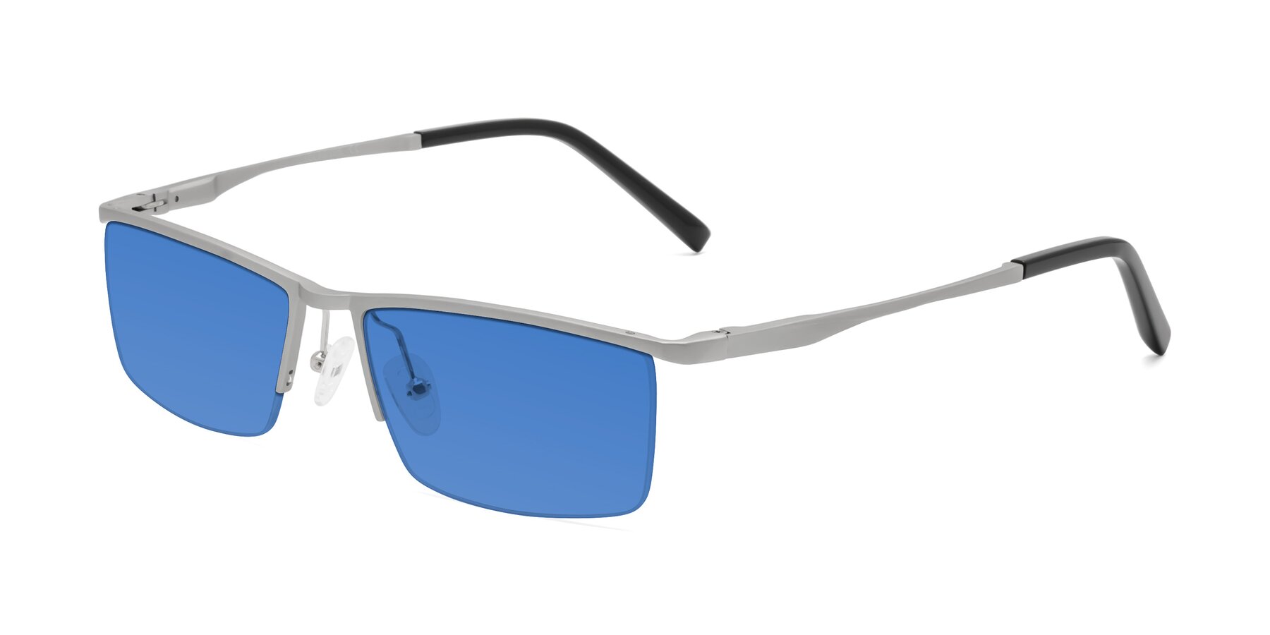 Angle of XL9005 in Silver with Blue Tinted Lenses