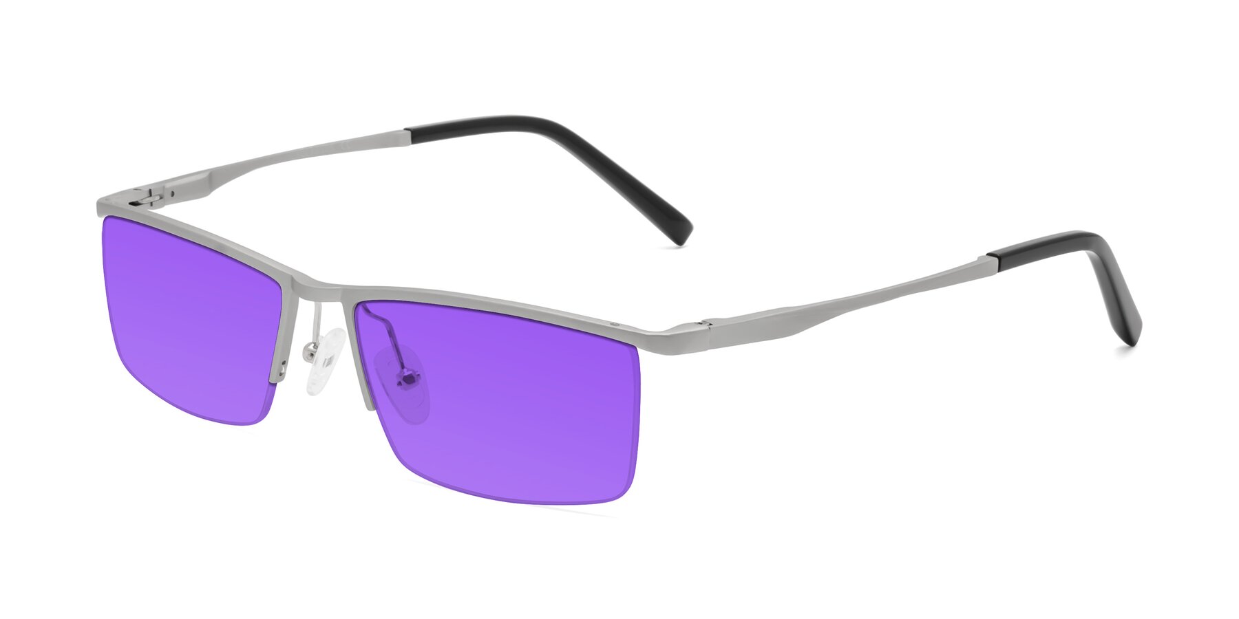 Angle of XL9005 in Silver with Purple Tinted Lenses