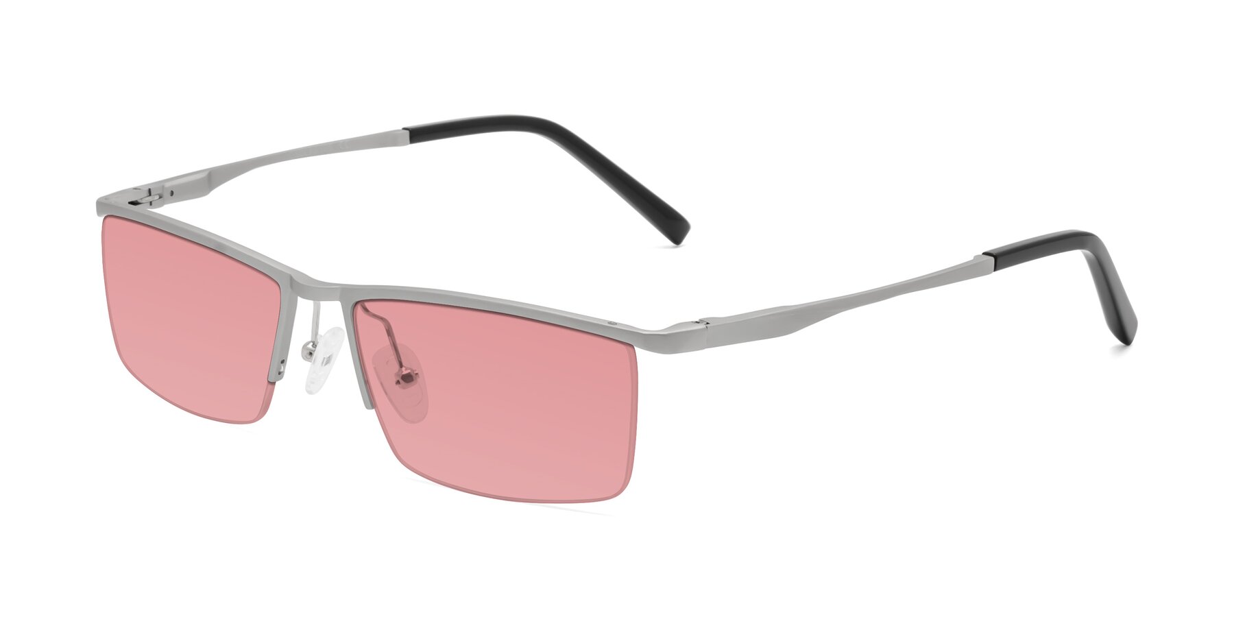 Angle of XL9005 in Silver with Medium Garnet Tinted Lenses