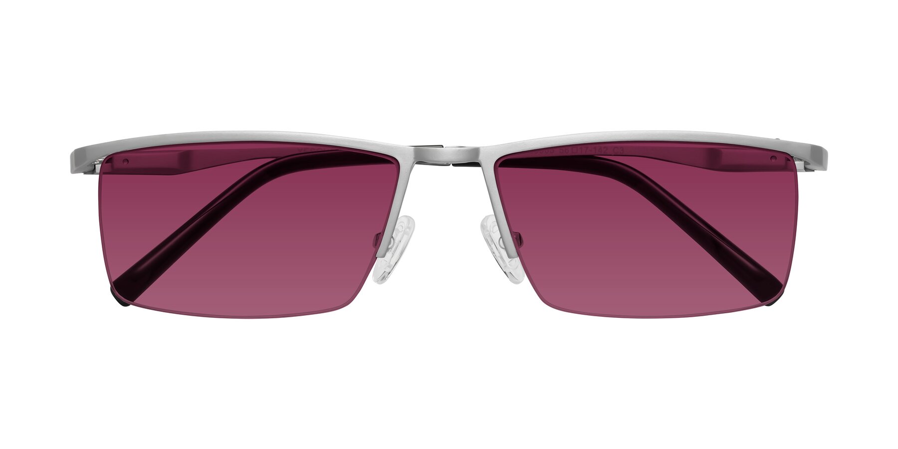 Folded Front of XL9005 in Silver with Wine Tinted Lenses