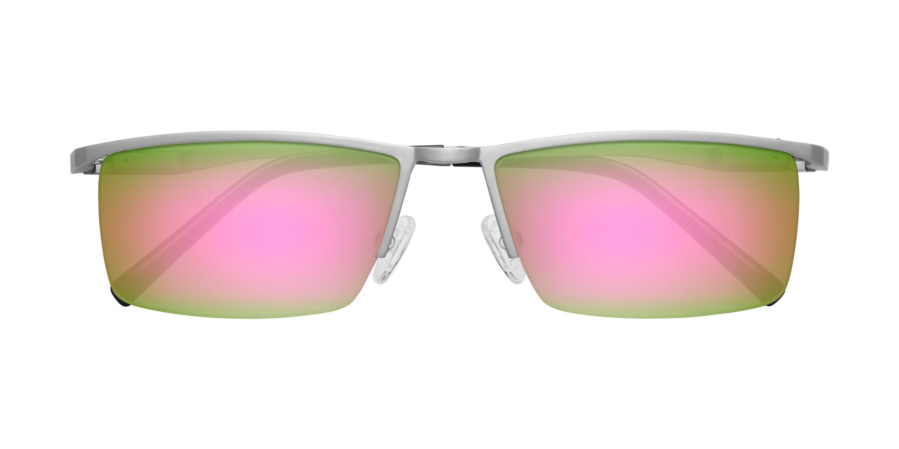 Folded Front of XL9005 in Silver with Pink Mirrored Lenses
