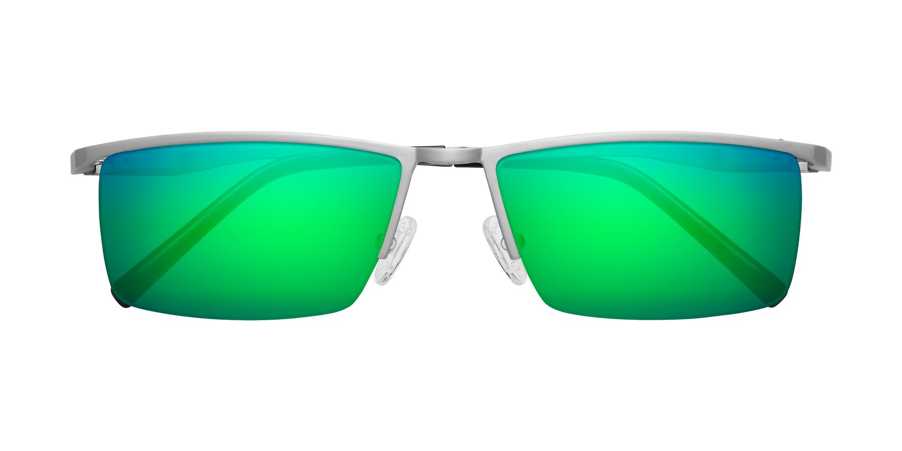 Folded Front of XL9005 in Silver with Green Mirrored Lenses