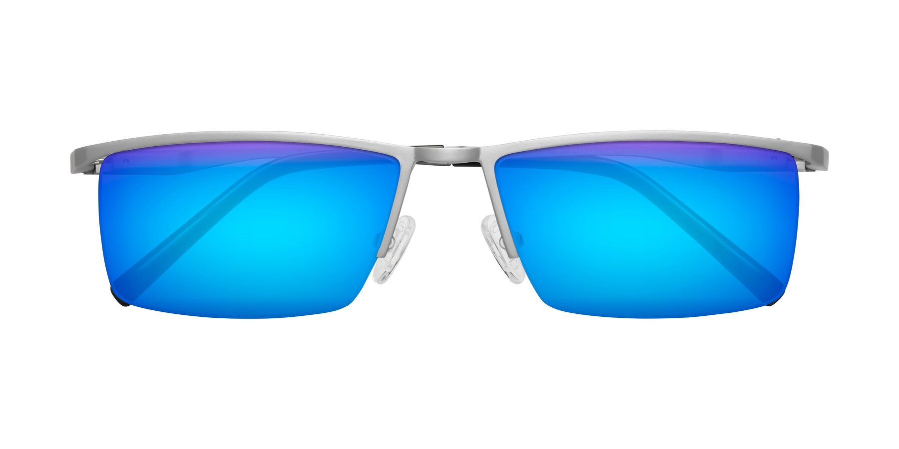 Folded Front of XL9005 in Silver with Blue Mirrored Lenses