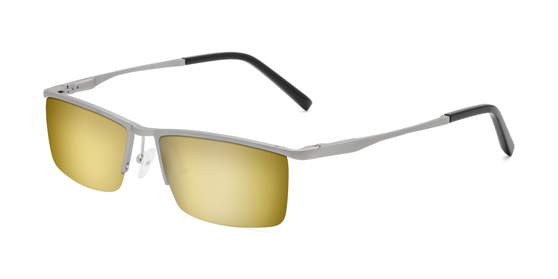 Angle of XL9005 in Silver with Gold Mirrored Lenses