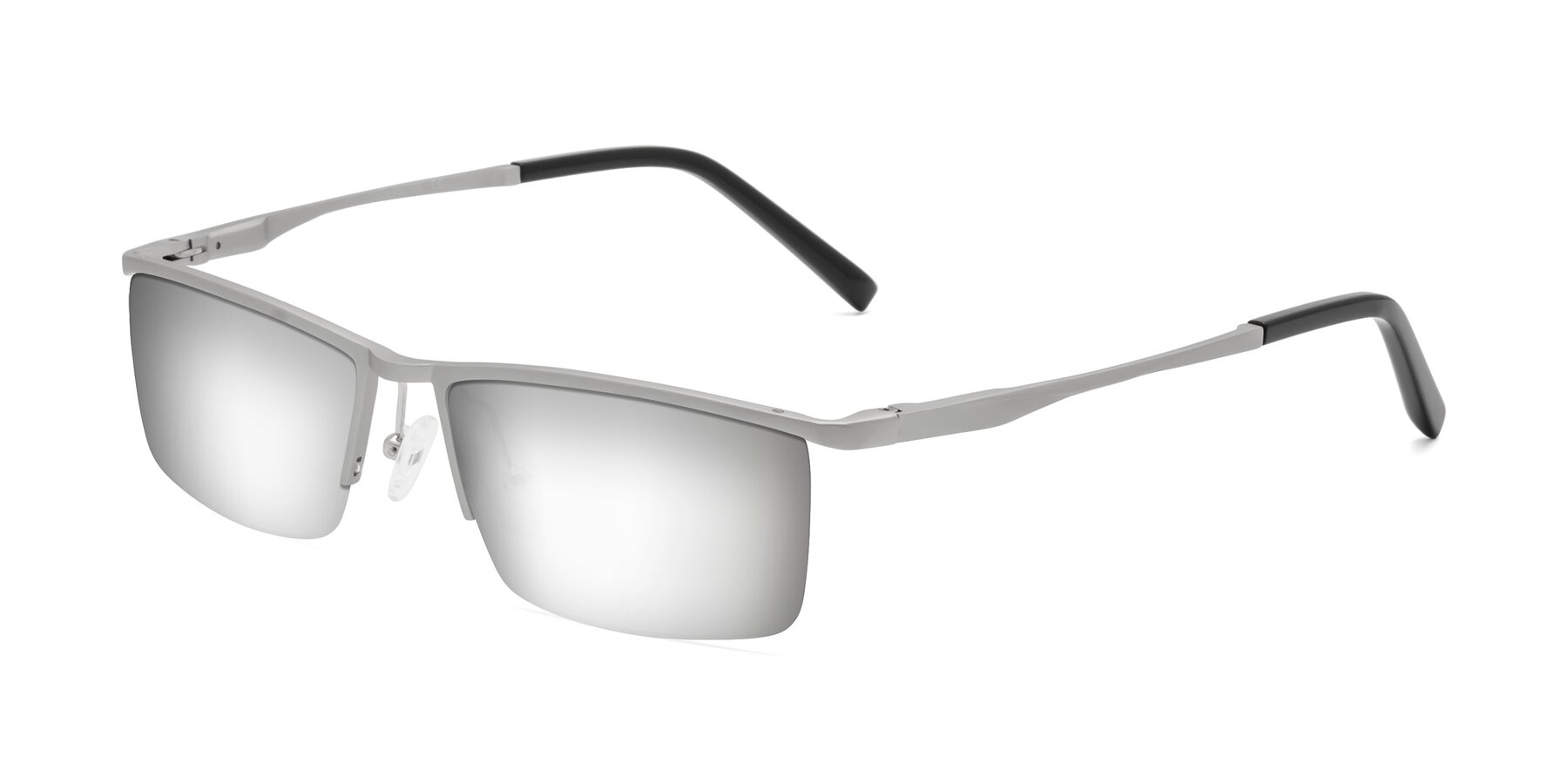 Angle of XL9005 in Silver with Silver Mirrored Lenses