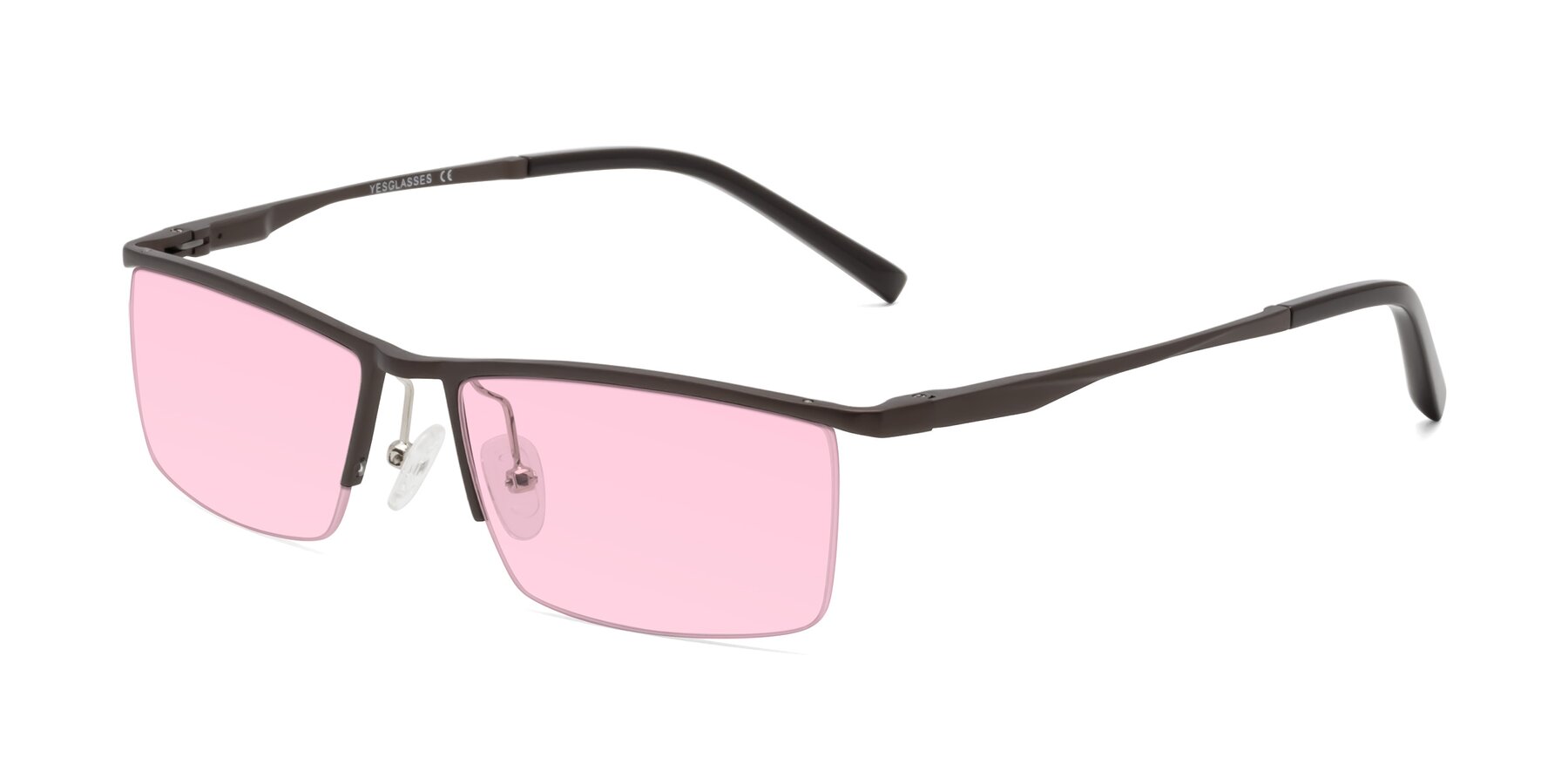Angle of XL9005 in Coffee with Light Pink Tinted Lenses
