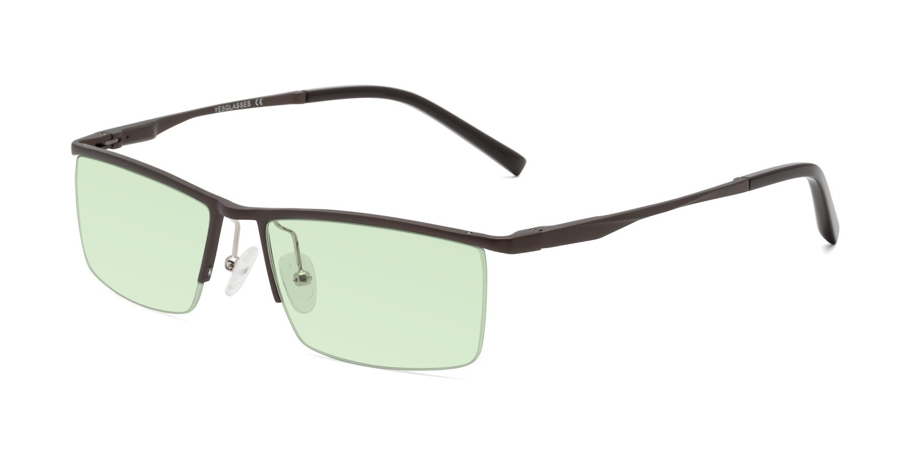 Angle of XL9005 in Coffee with Light Green Tinted Lenses