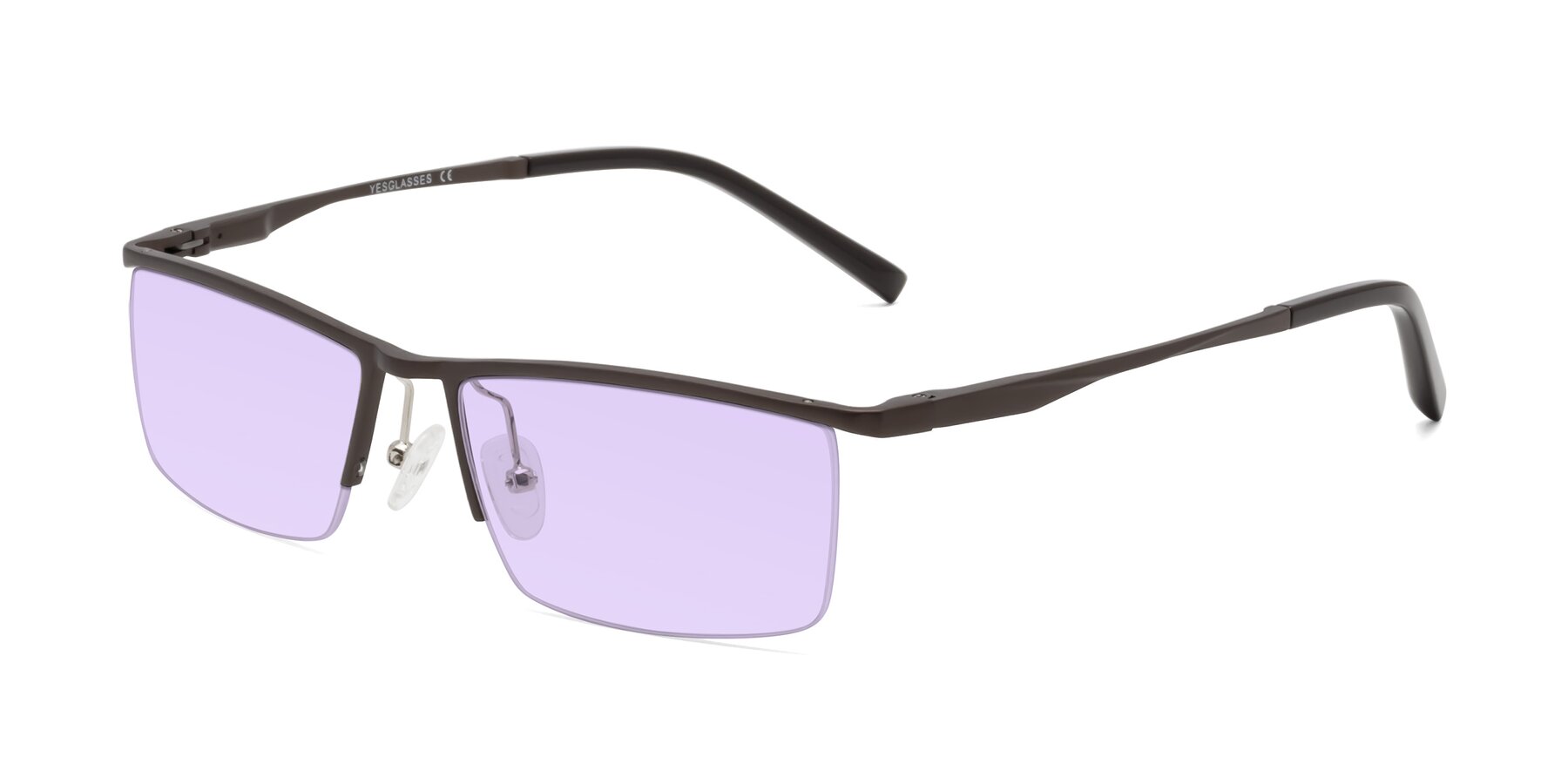 Angle of XL9005 in Coffee with Light Purple Tinted Lenses