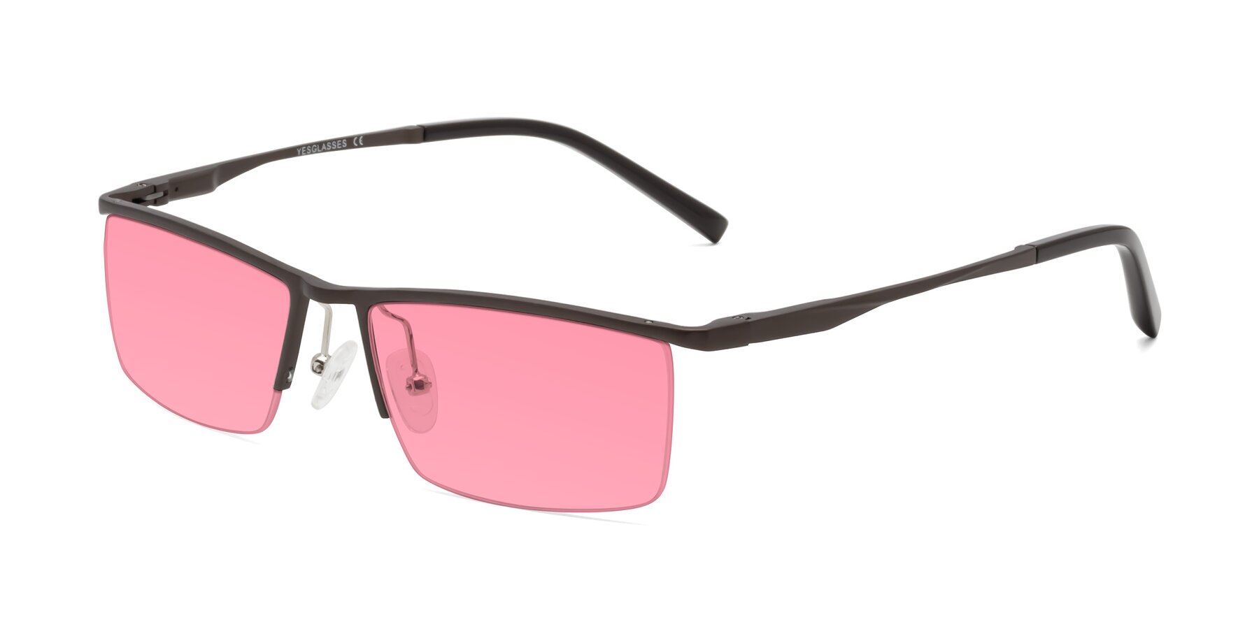 Angle of XL9005 in Coffee with Pink Tinted Lenses