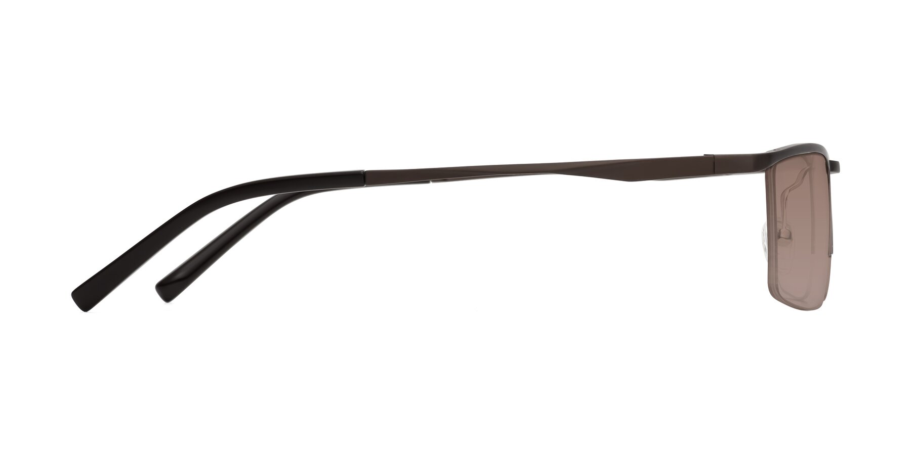 Coffee Magnesium Alloy Rectangle Semi-Rimless Tinted Sunglasses with Medium Brown Sunwear Lenses - Hamiti