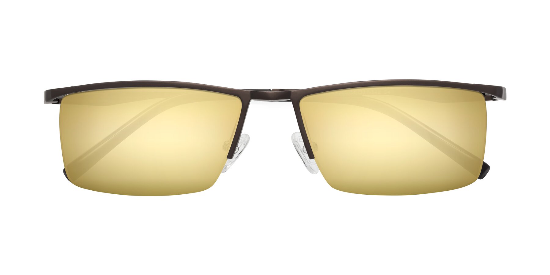 Folded Front of XL9005 in Coffee with Gold Mirrored Lenses