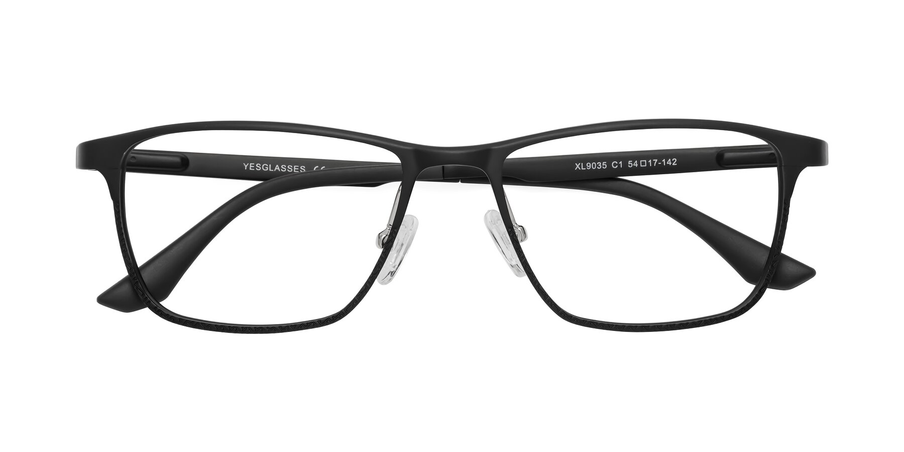 Folded Front of XL9035 in Black with Clear Reading Eyeglass Lenses