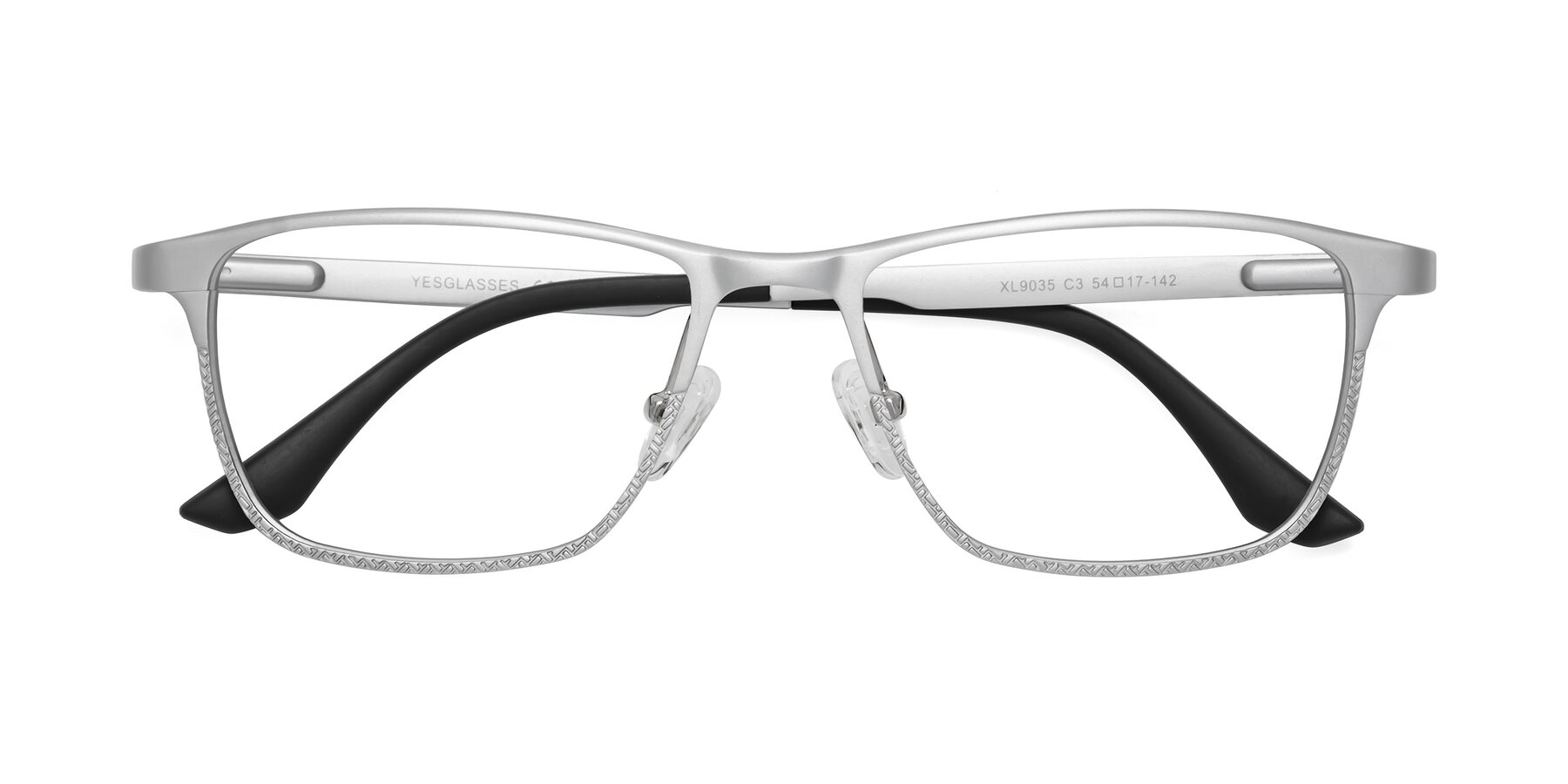 Folded Front of XL9035 in Silver with Clear Reading Eyeglass Lenses