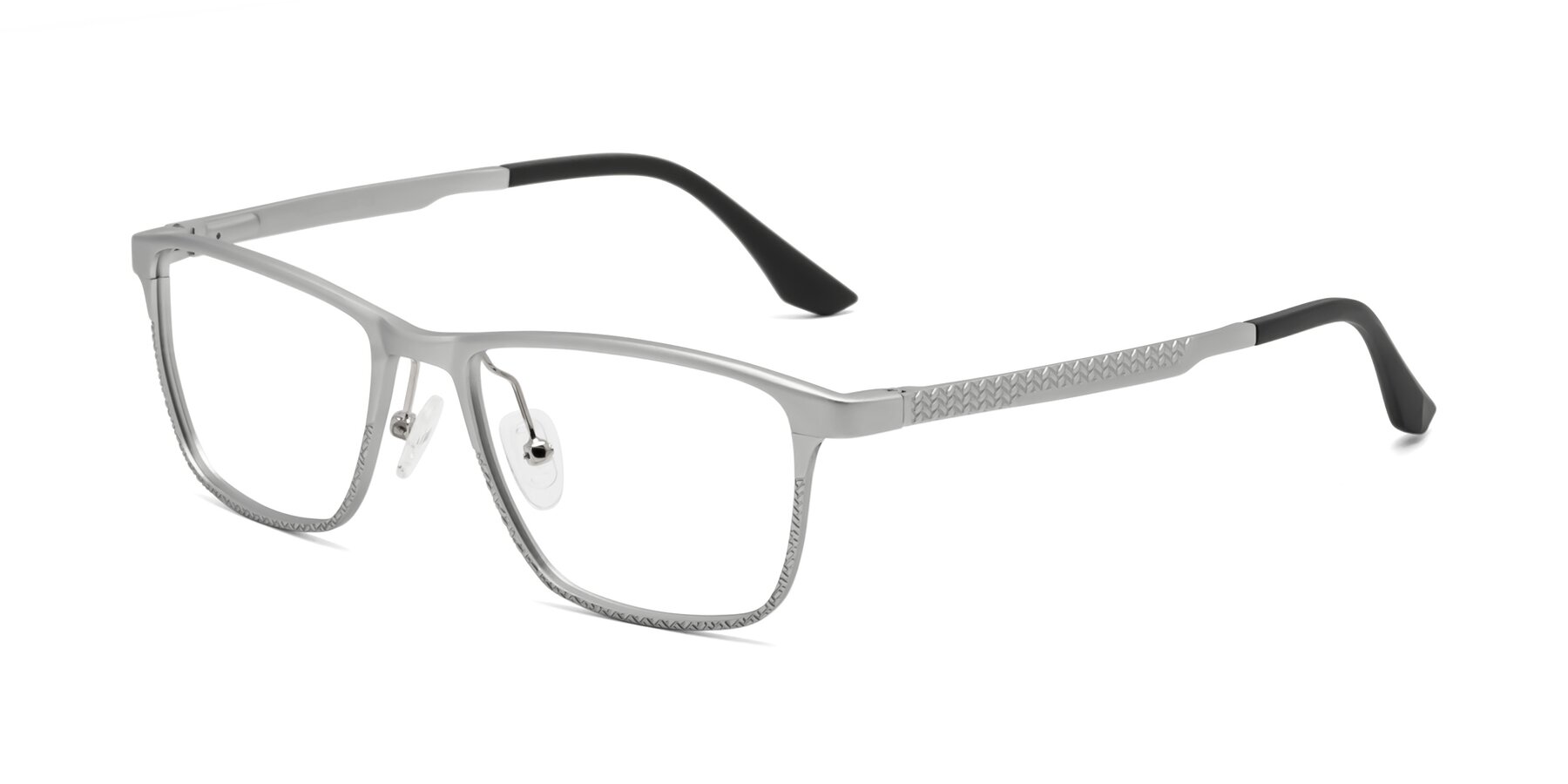 Angle of XL9035 in Silver with Clear Eyeglass Lenses