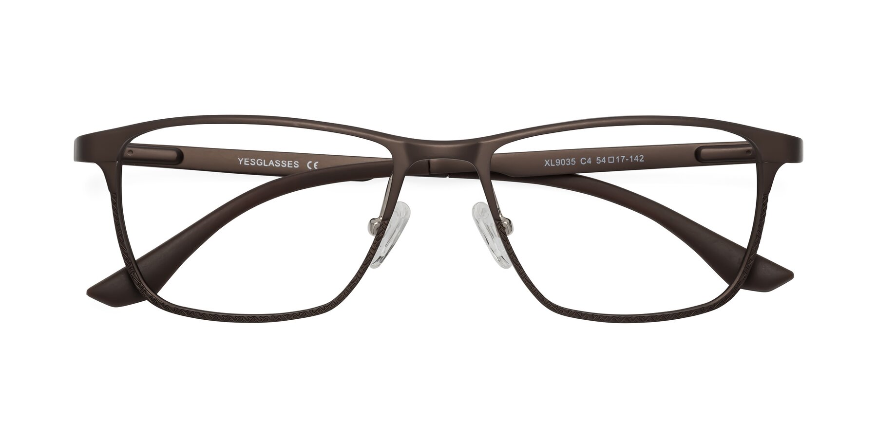 Folded Front of XL9035 in Coffee with Clear Reading Eyeglass Lenses