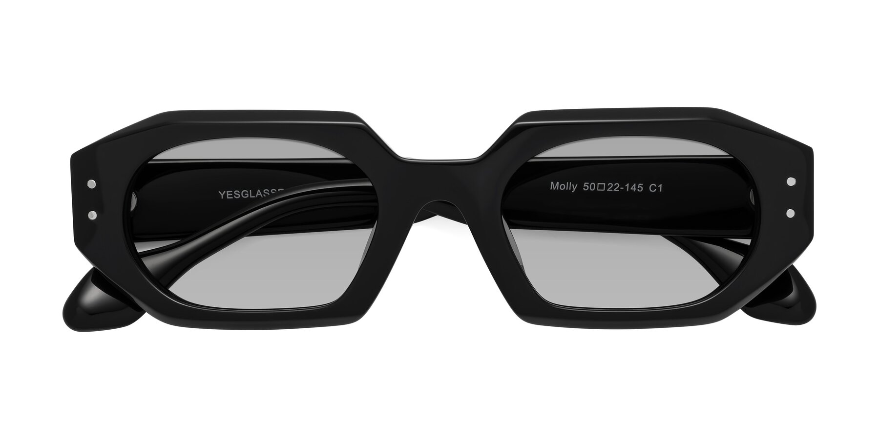 Folded Front of Molly in Black with Light Gray Tinted Lenses