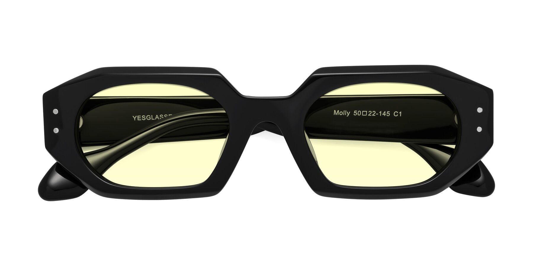 Folded Front of Molly in Black with Light Yellow Tinted Lenses