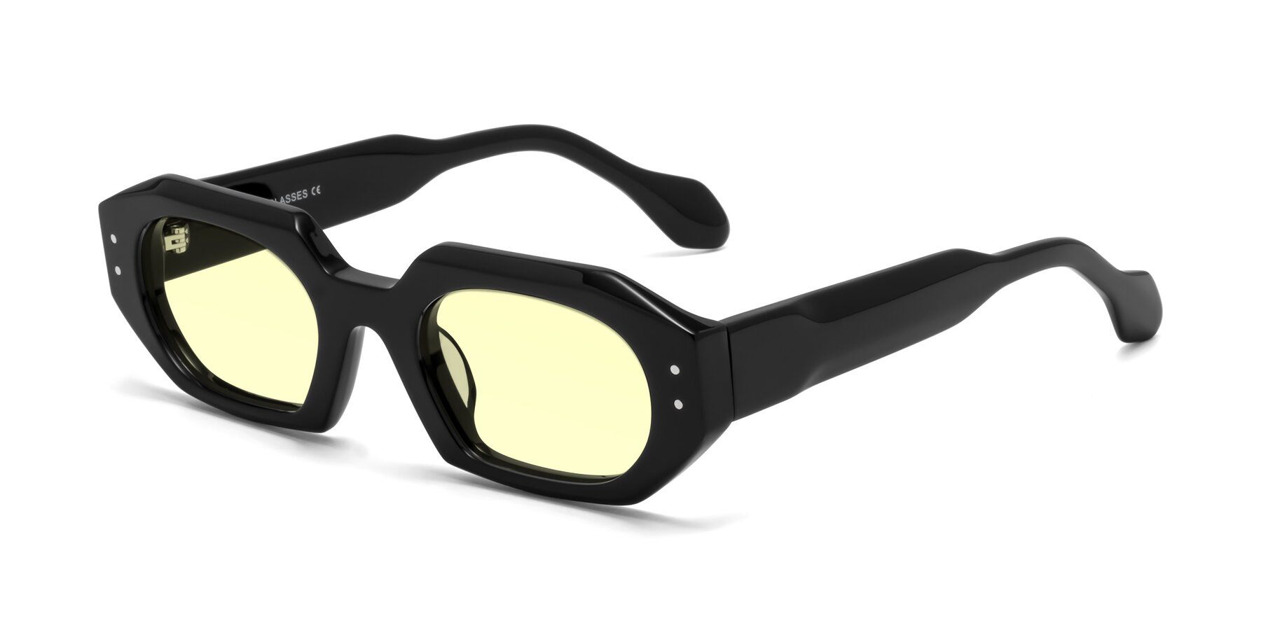 Angle of Molly in Black with Light Yellow Tinted Lenses