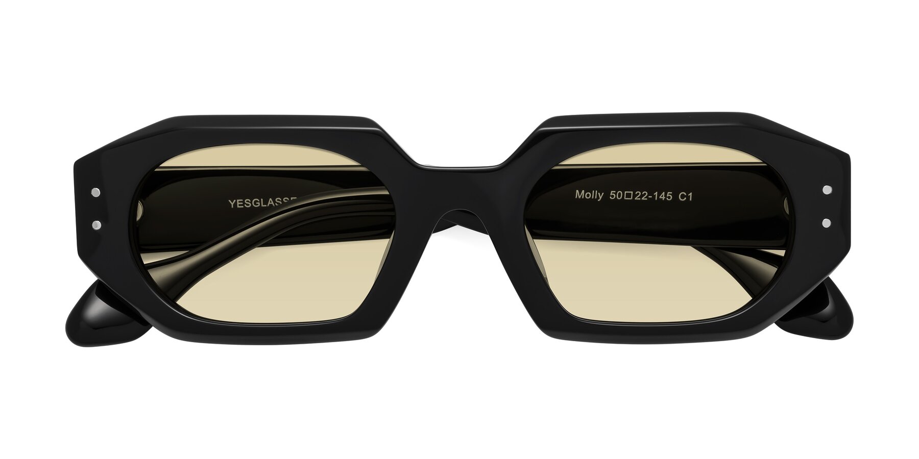 Folded Front of Molly in Black with Light Champagne Tinted Lenses