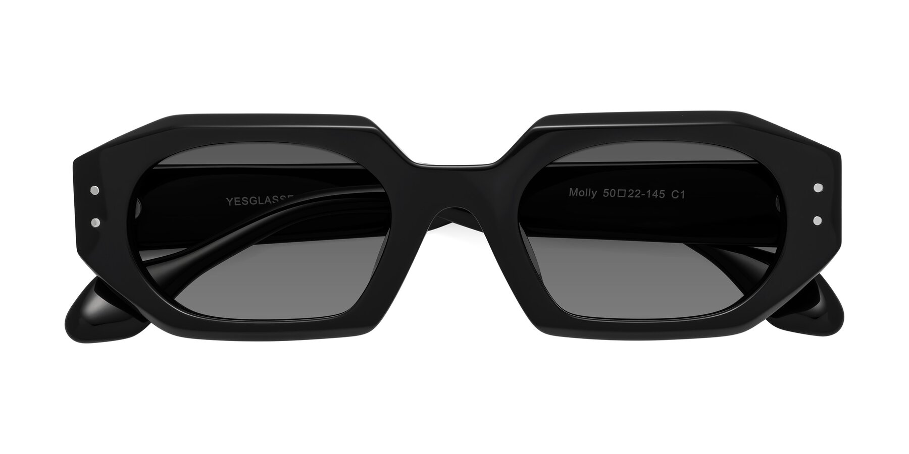 Folded Front of Molly in Black with Medium Gray Tinted Lenses
