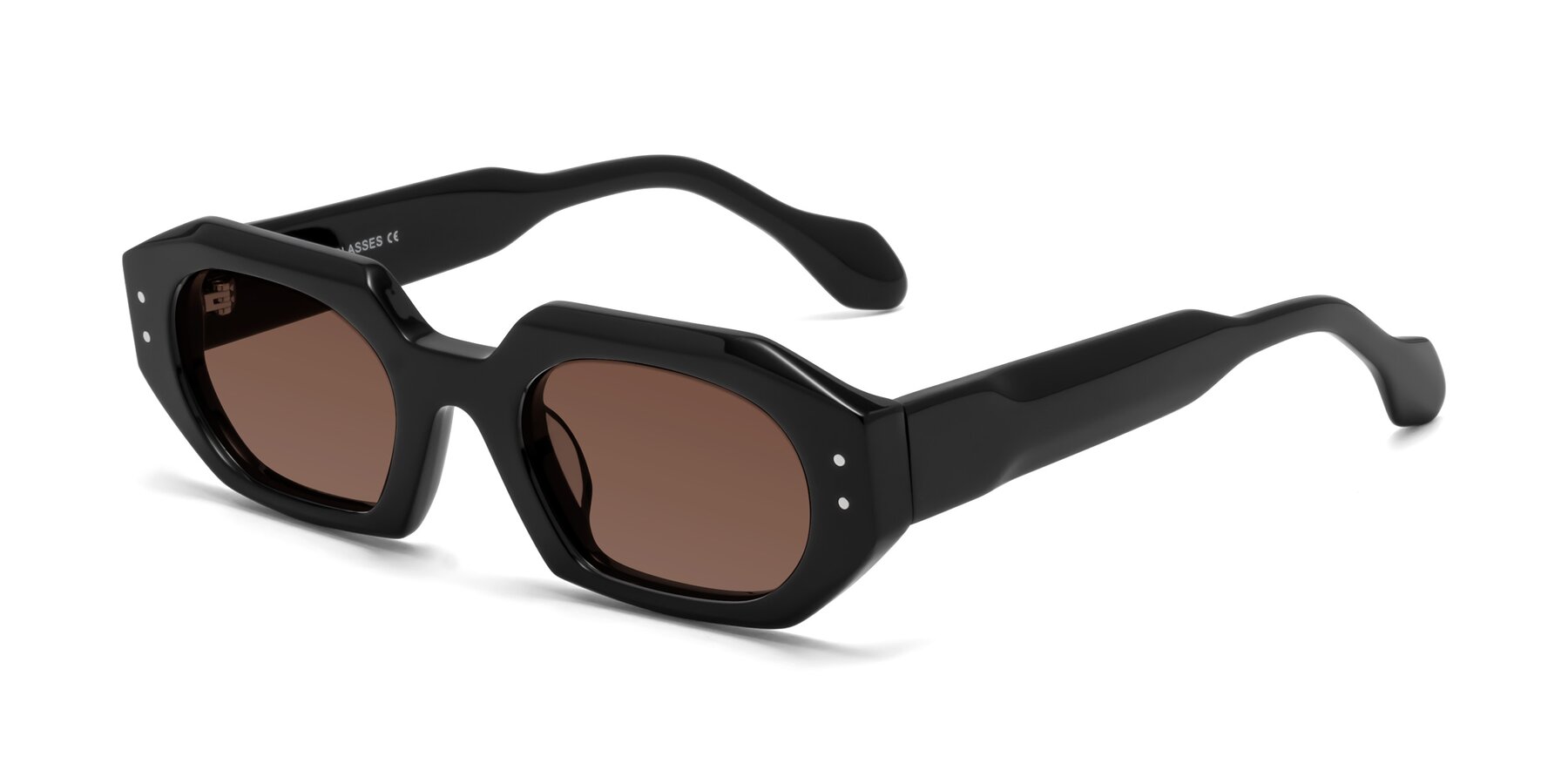 Angle of Molly in Black with Brown Tinted Lenses