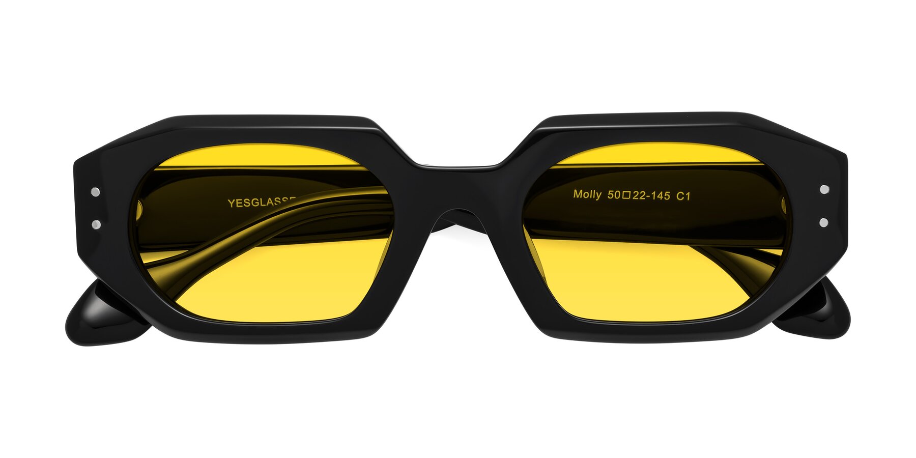 Folded Front of Molly in Black with Yellow Tinted Lenses