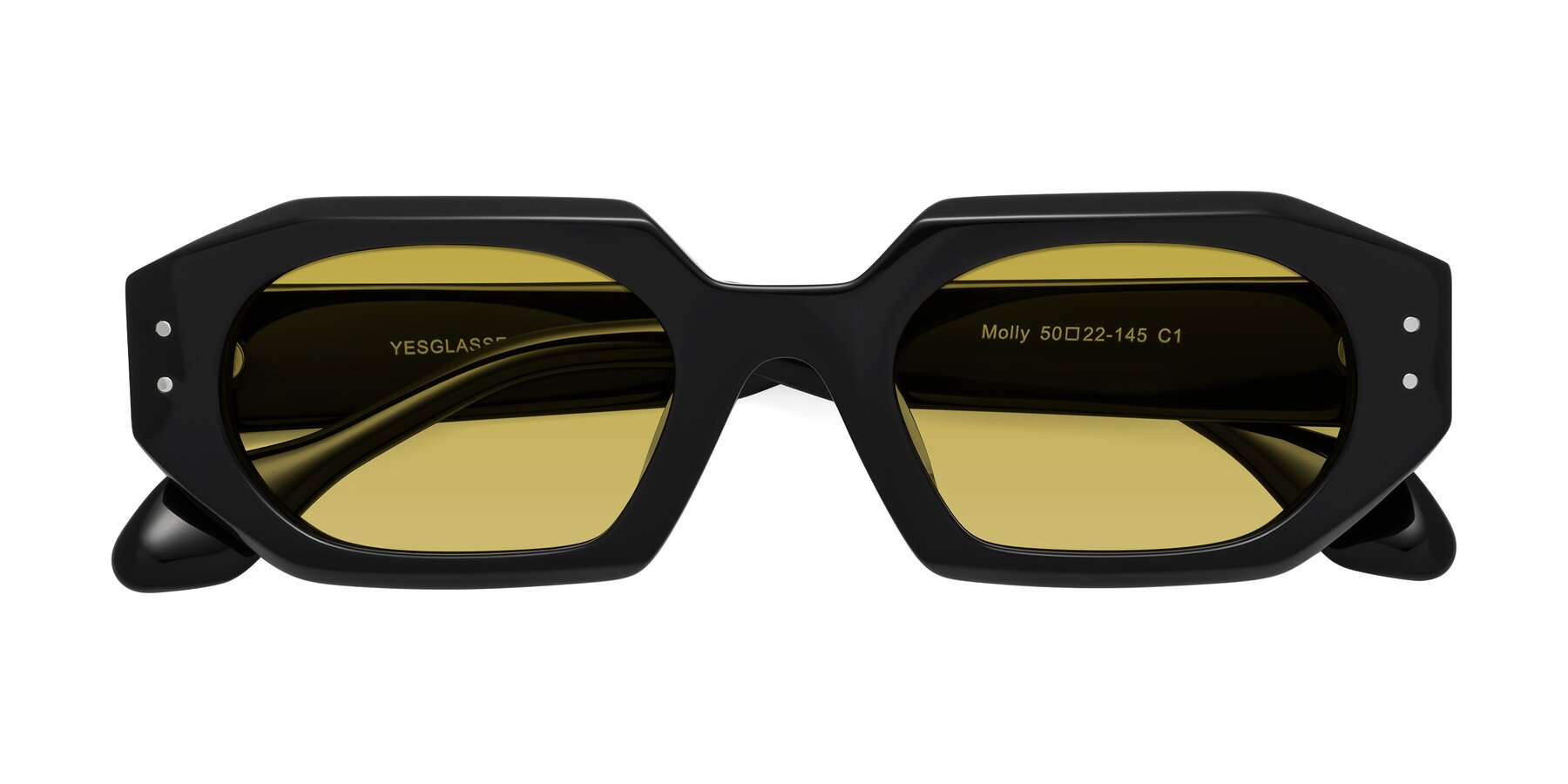 Folded Front of Molly in Black with Champagne Tinted Lenses