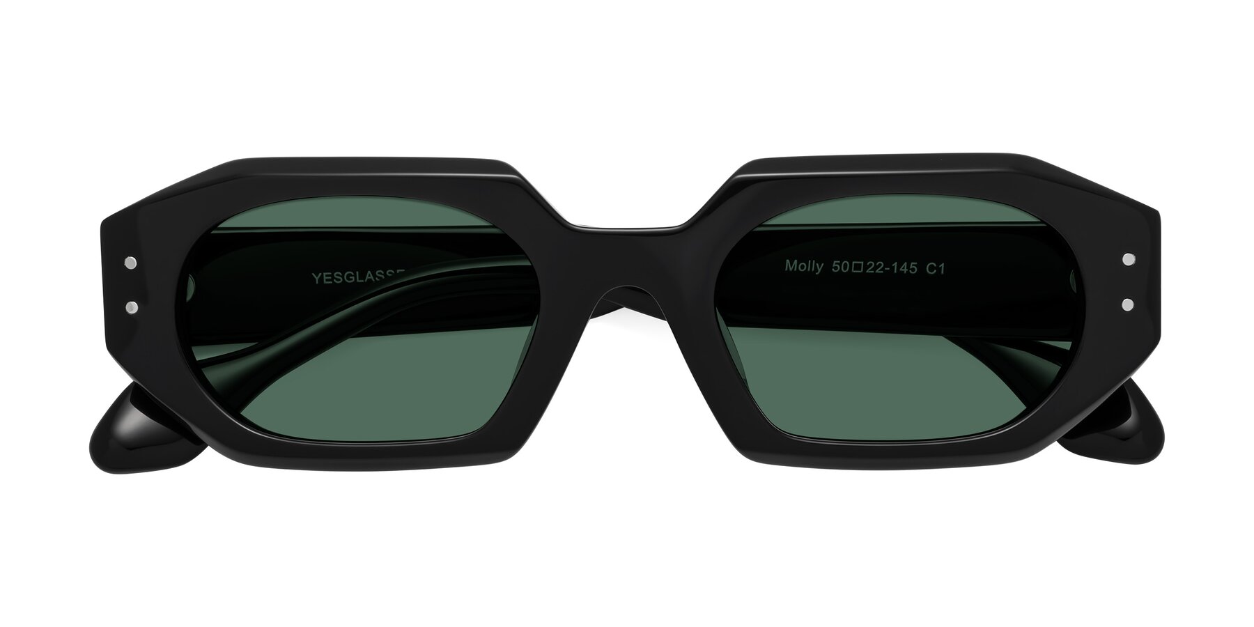 Folded Front of Molly in Black with Green Polarized Lenses
