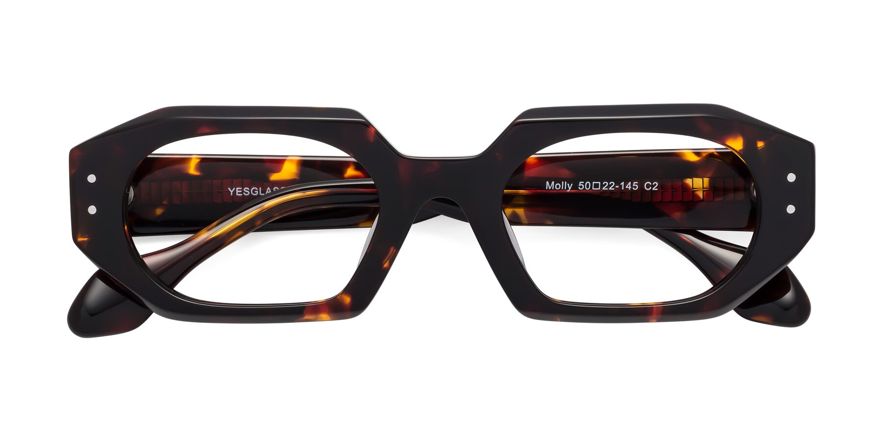 Folded Front of Molly in Tortoise with Clear Reading Eyeglass Lenses