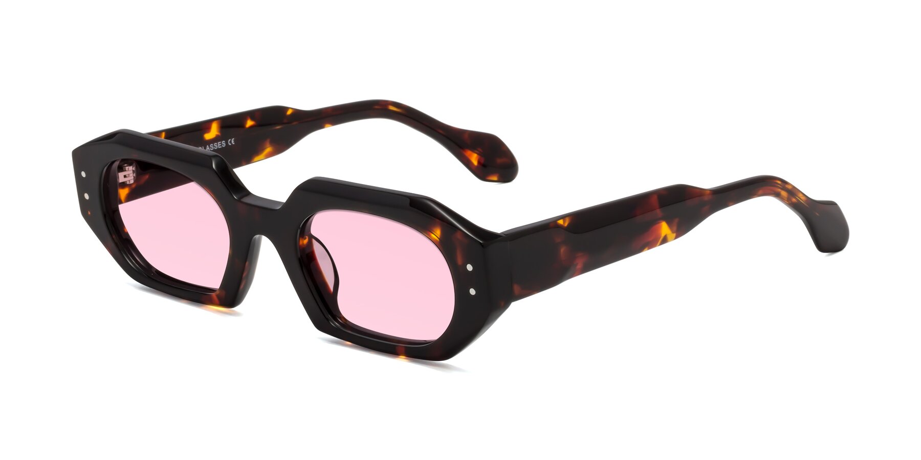 Angle of Molly in Tortoise with Light Pink Tinted Lenses