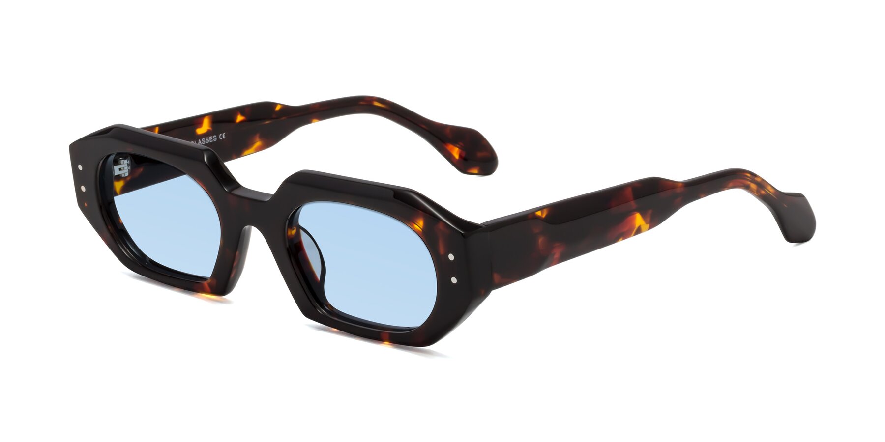 Angle of Molly in Tortoise with Light Blue Tinted Lenses