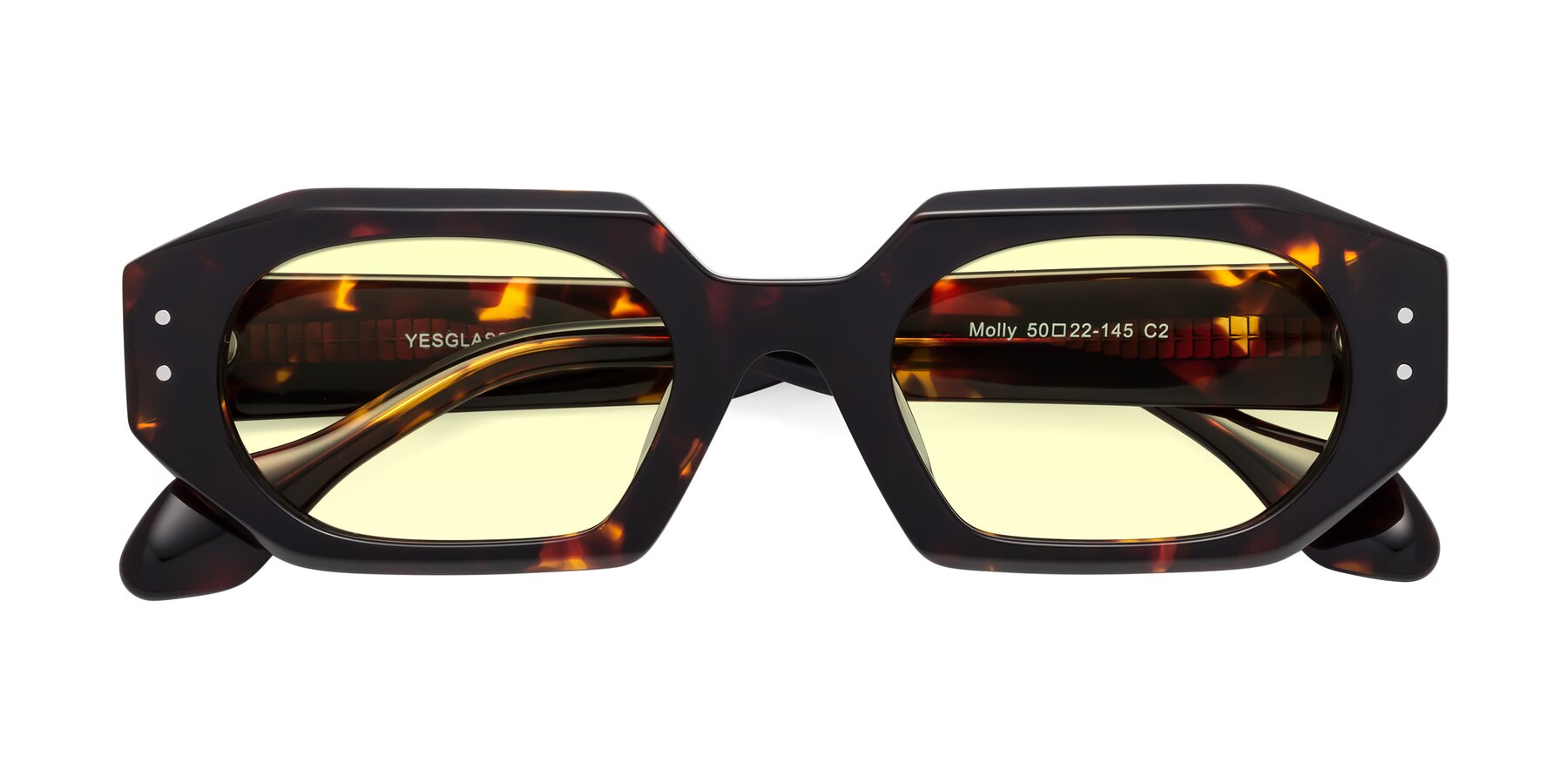 Folded Front of Molly in Tortoise with Light Yellow Tinted Lenses