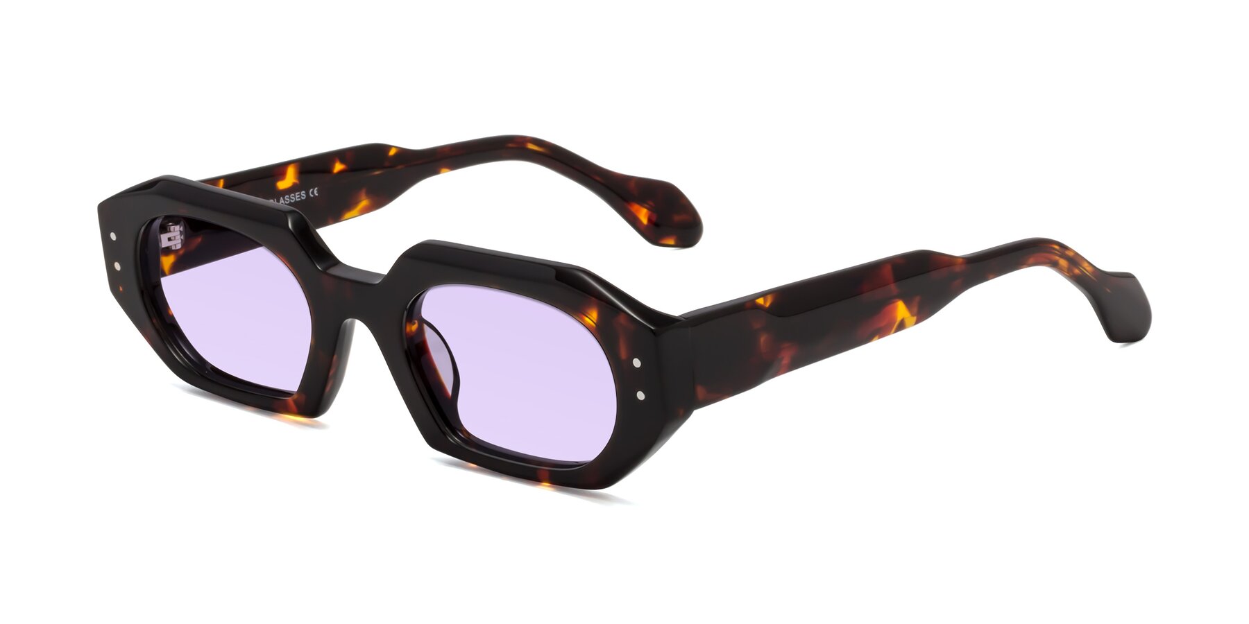 Angle of Molly in Tortoise with Light Purple Tinted Lenses