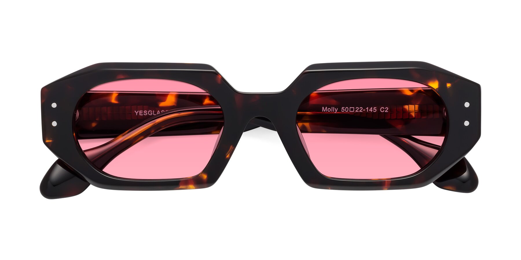 Folded Front of Molly in Tortoise with Pink Tinted Lenses