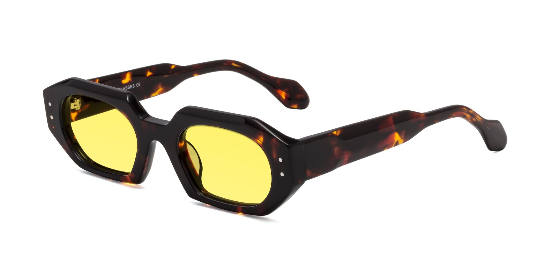 Angle of Molly in Tortoise with Medium Yellow Tinted Lenses