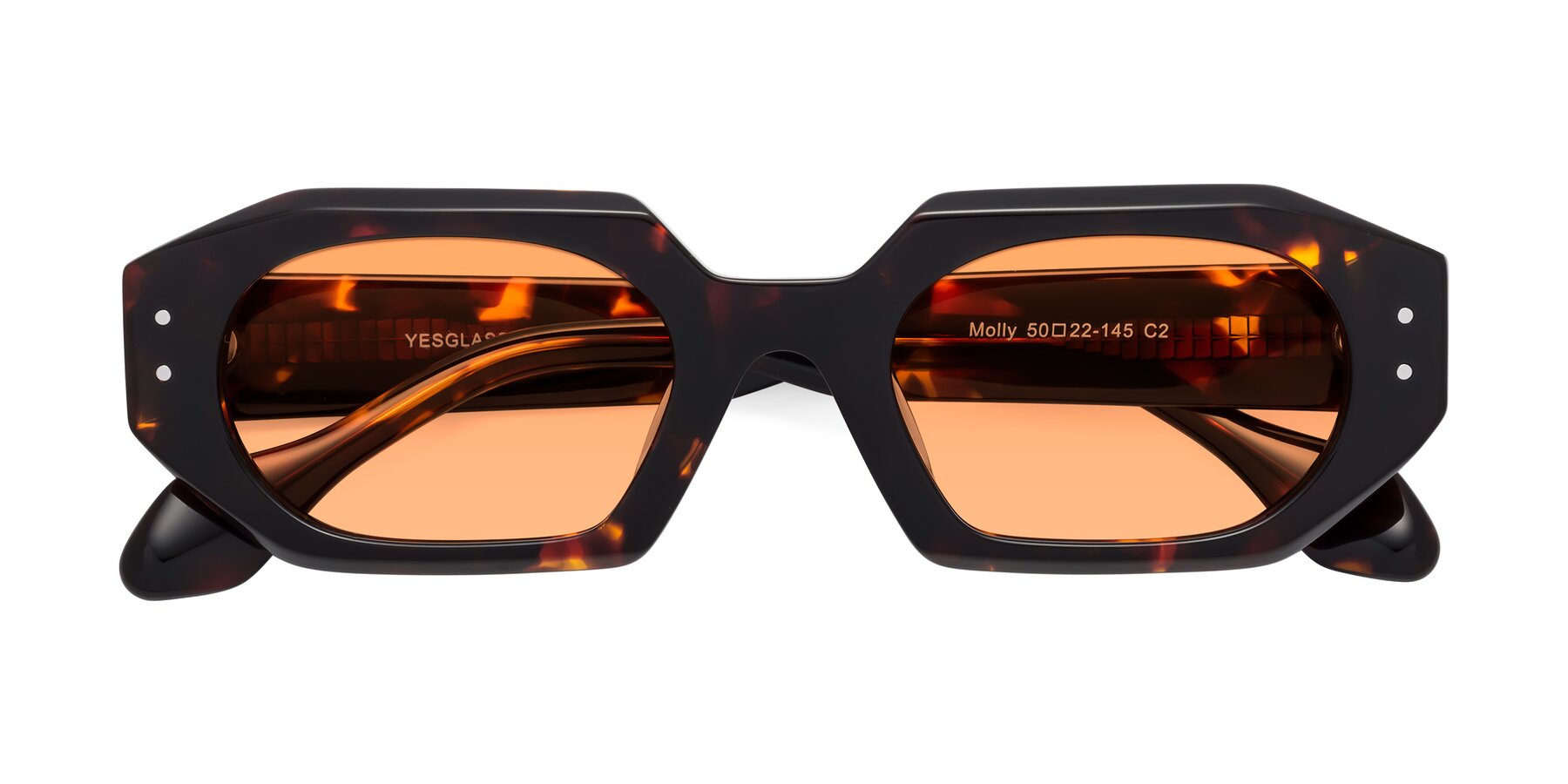 Folded Front of Molly in Tortoise with Medium Orange Tinted Lenses