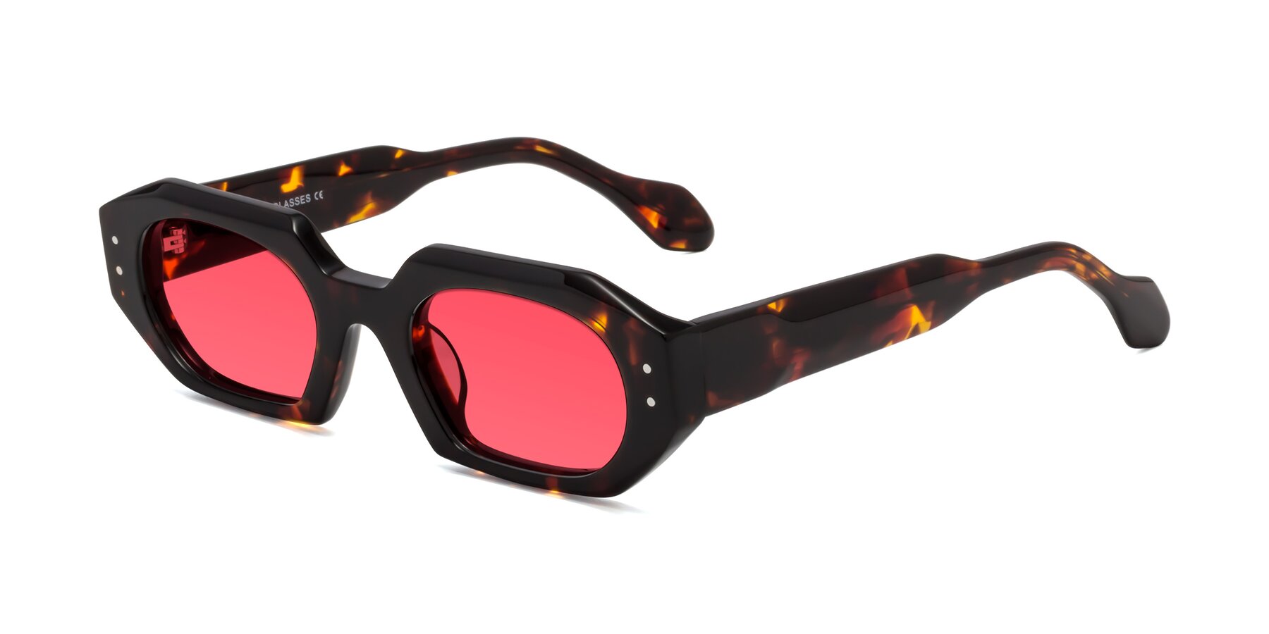 Angle of Molly in Tortoise with Red Tinted Lenses