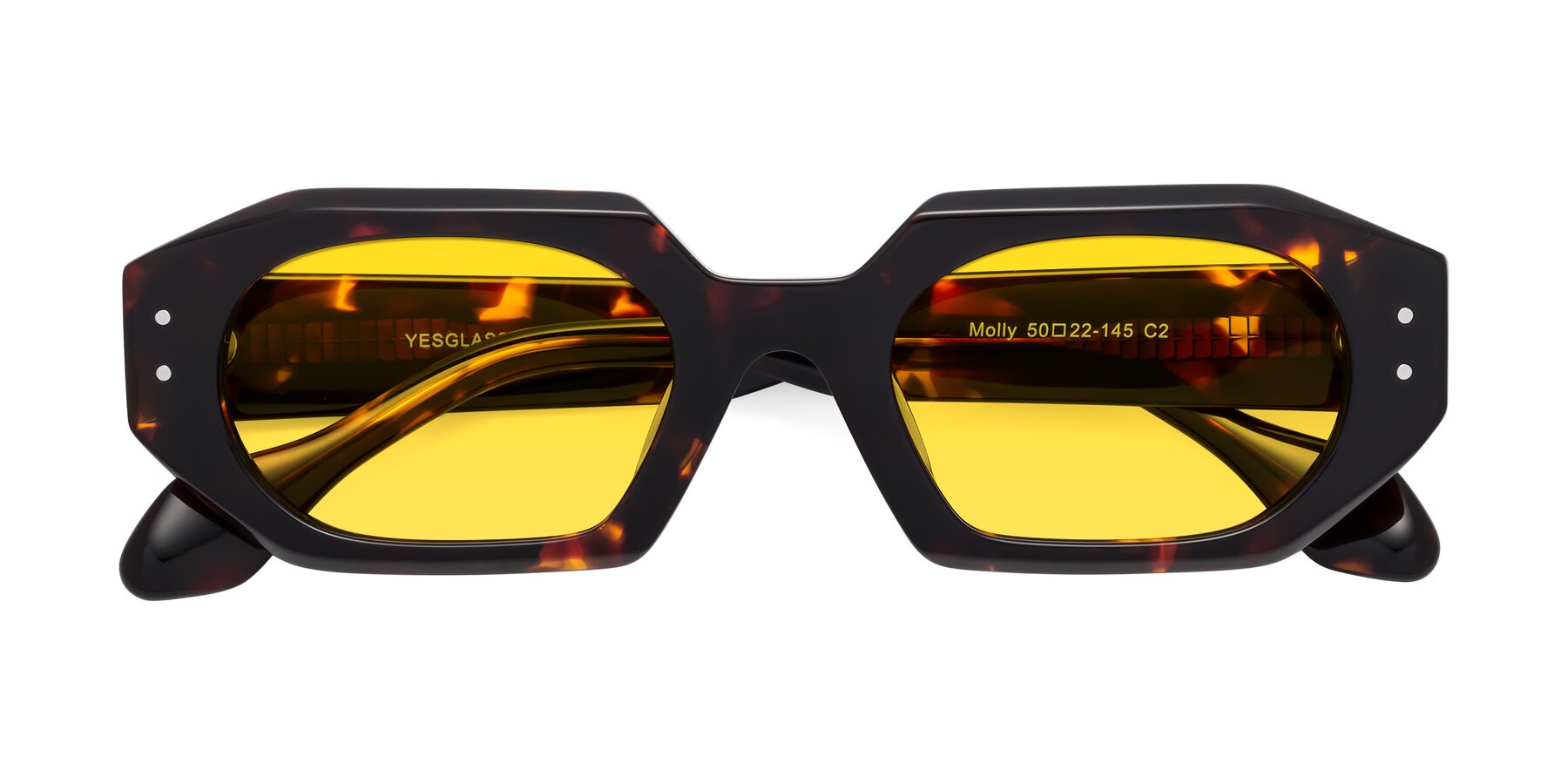 Folded Front of Molly in Tortoise with Yellow Tinted Lenses