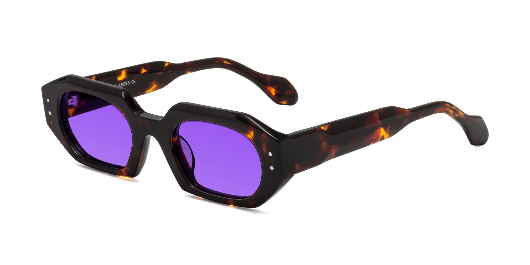 Angle of Molly in Tortoise with Purple Tinted Lenses