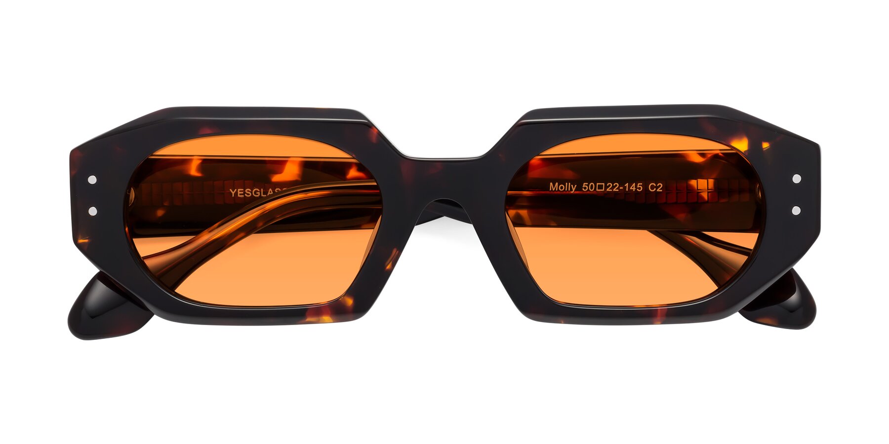 Folded Front of Molly in Tortoise with Orange Tinted Lenses