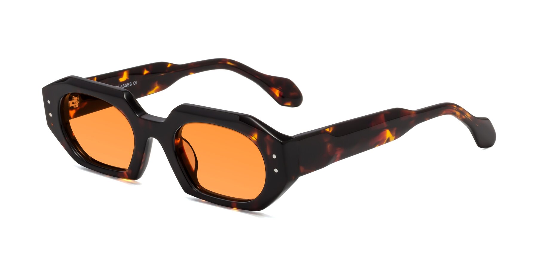 Angle of Molly in Tortoise with Orange Tinted Lenses