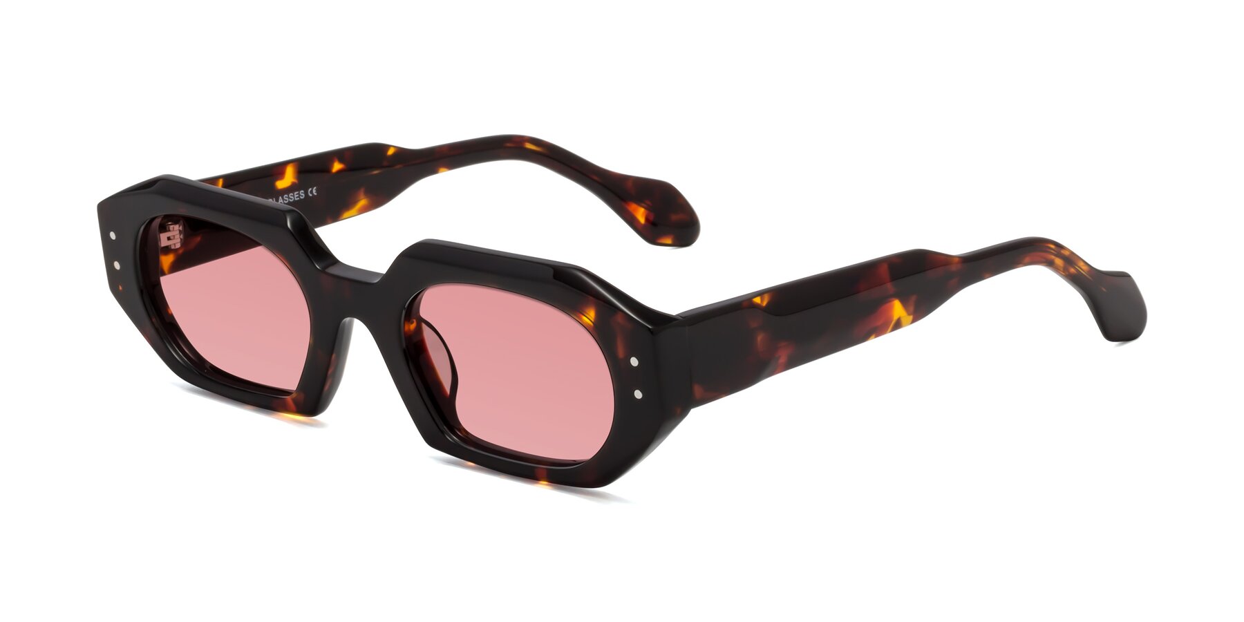 Angle of Molly in Tortoise with Medium Garnet Tinted Lenses