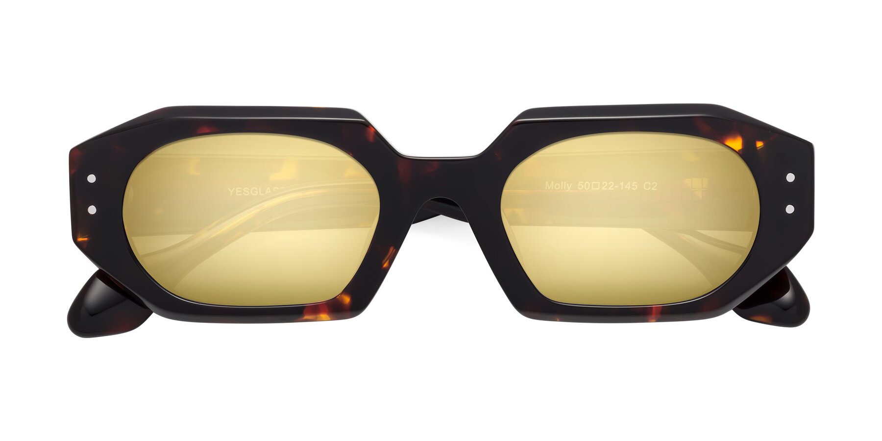 Folded Front of Molly in Tortoise with Gold Mirrored Lenses