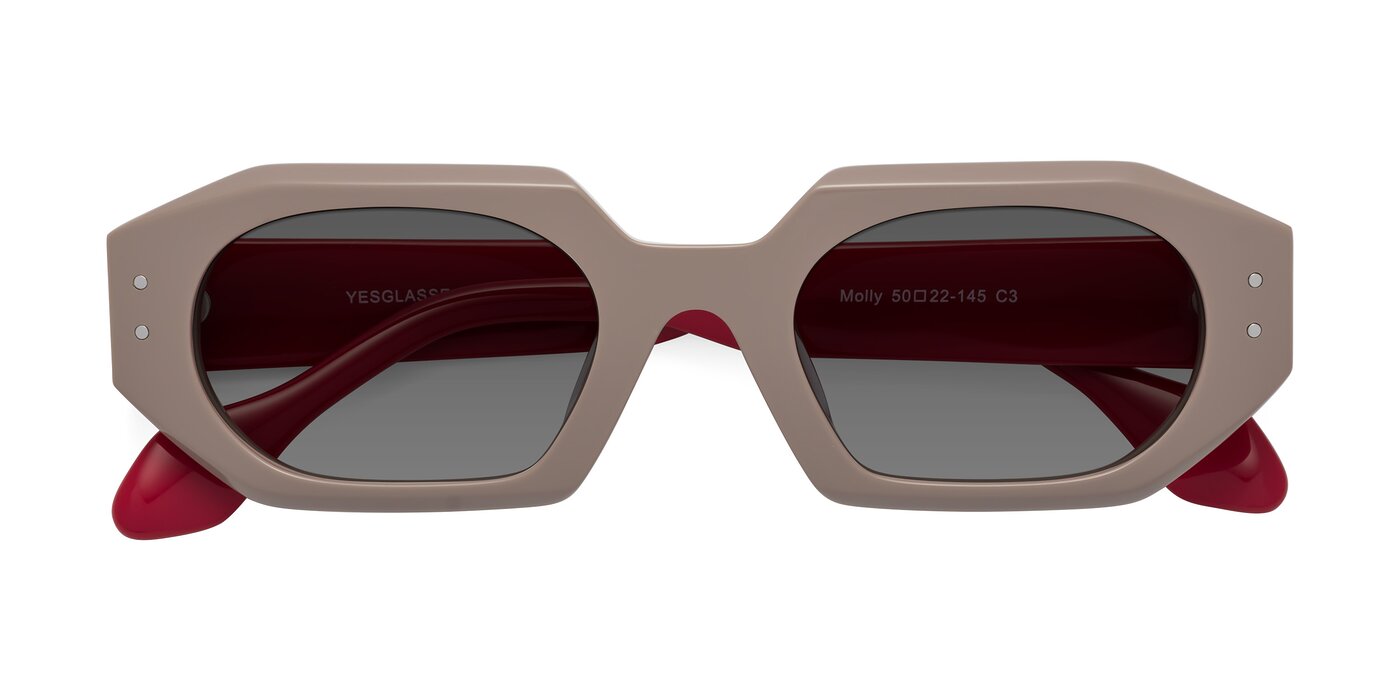 Molly - Pinkish Gray / Red Tinted Sunglasses