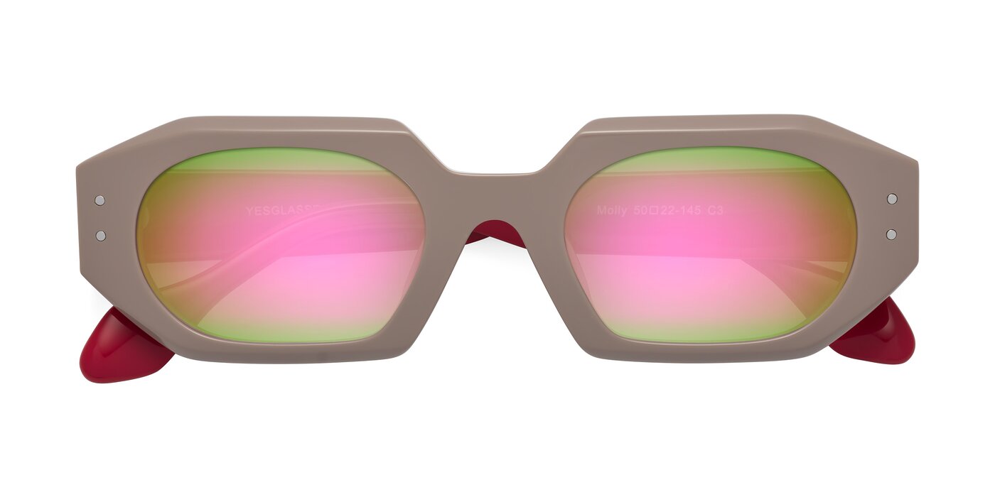 Molly - Pinkish Gray / Red Flash Mirrored Sunglasses