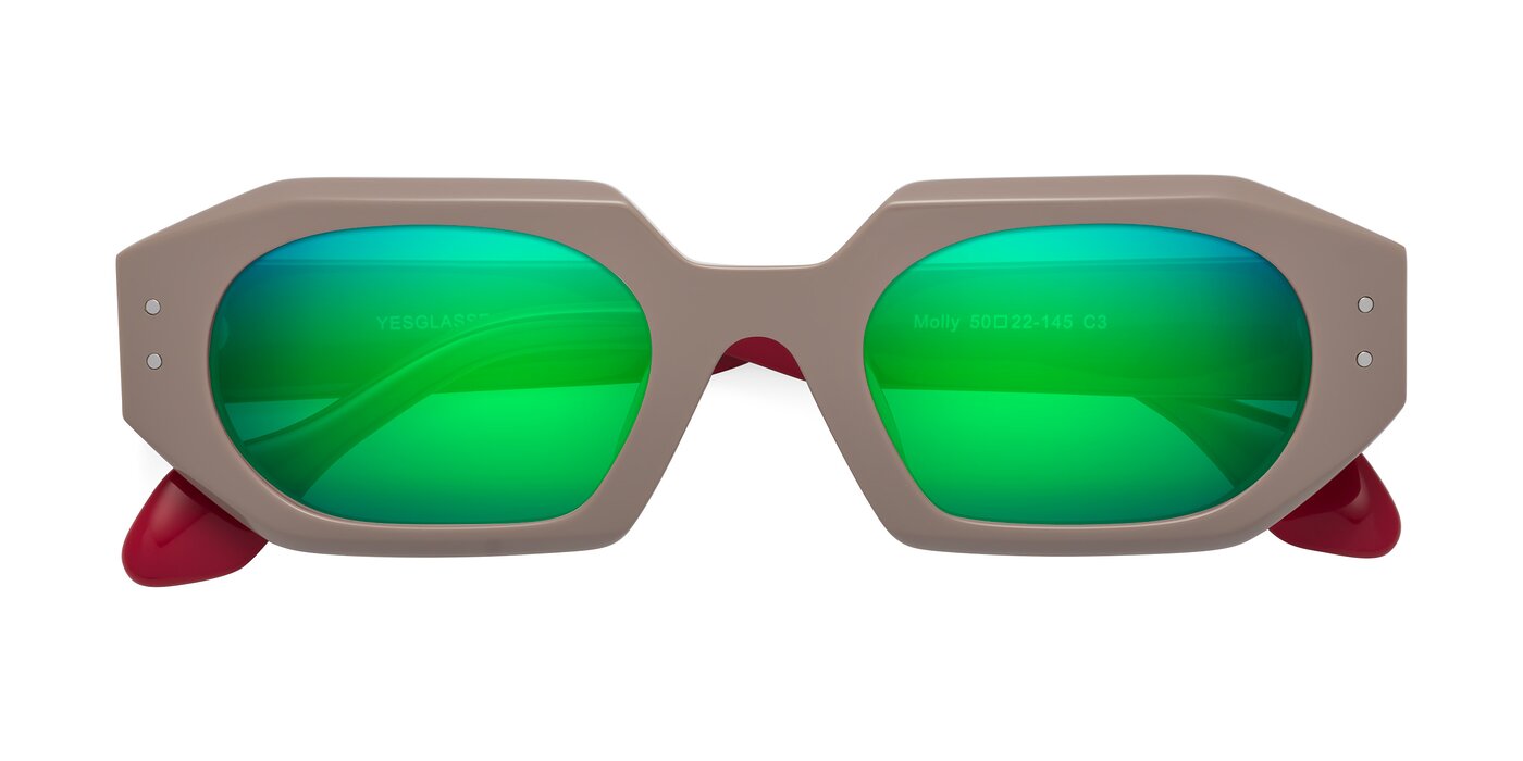 Molly - Pinkish Gray / Red Flash Mirrored Sunglasses